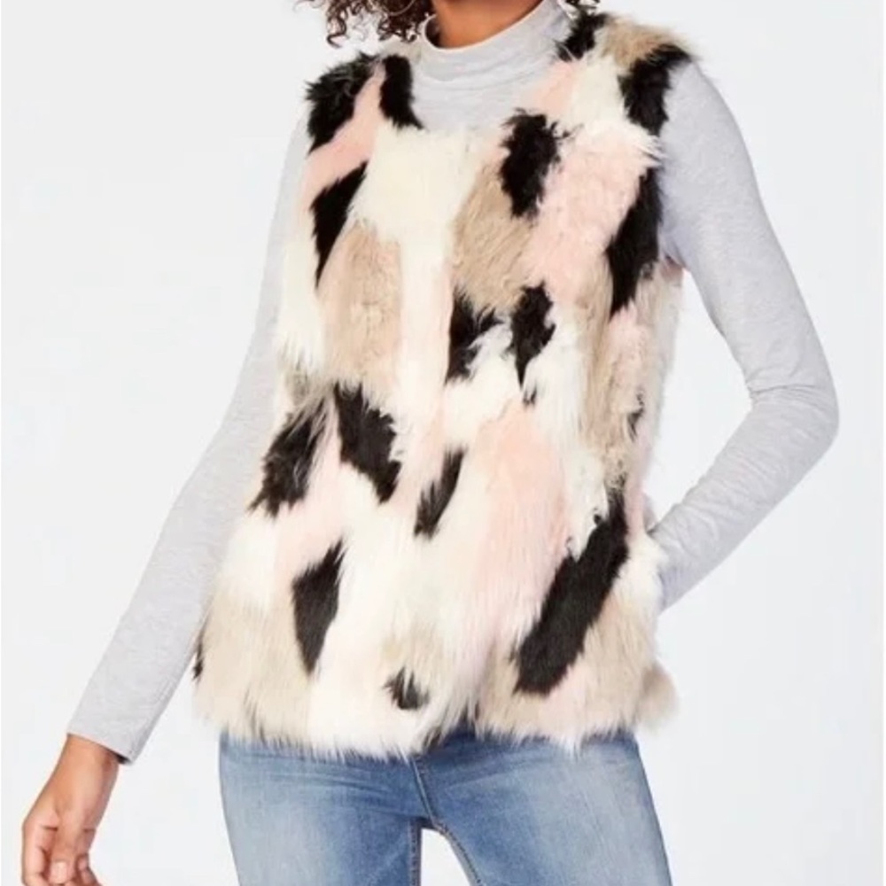 Say What? Juniors' Chevron Faux-Fur Vest